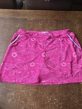 Sport Haley Pink Floral Active Skort with White Trim